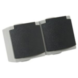 Double prise de courant 2P+T gris Debflex Perle étanche IP54