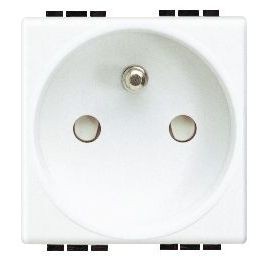 Prise 2P+T 16A - 250V~ à éclipse - Connexion à vis - 2 modules - Light