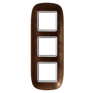 Plaque Cuir Moka Axolute Bticino - 3 x 2 modules entraxe 71