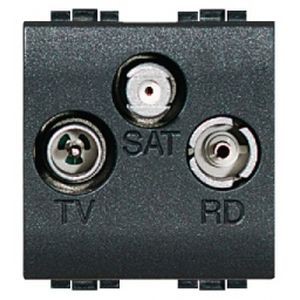 Prise TV-FM-SAT Living Light Bticino Anthracite - 2 modules