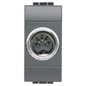 Connecteur 5 pôles anthracite Bticino Livinglight pour HI-FI, connexion à souder 1 module