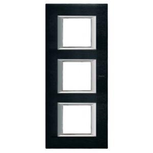 Plaque anthracite Bticino Axolute 3x2 modules Aluminium brossé entraxe 71mm vertical