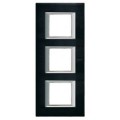 Plaque anthracite Bticino Axolute 3x2 modules Aluminium brossé entraxe 71mm vertical