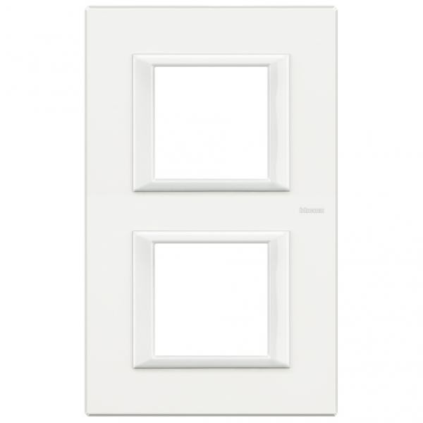 Plaque Axolute Bticino Aluminium Blanc - 2 x 2 modules entraxe 71 V