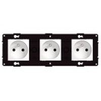 Prise 3 x 2P+T bornes automatiques Arnould Espace Evolution 16 A précablée - blanc