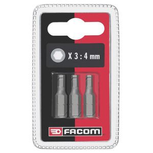 Jeu de 3 Embouts Standards Série 1 Facom – pour Vis 6 Pans Creux Métriques 3 mm – Longueur 25 mm