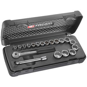 Coffret de douilles 3/8" 12 pans de 7 à 24 mm