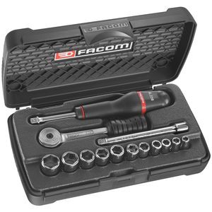 Coffret de douilles 1/4" 6 pans de 3/16" à 9/16" - Facom - R.418AU