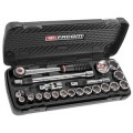 Coffret de douilles 1/2" 6 pans de 10 à 32 mm, accessoires à verrouillage