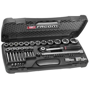 Coffret de douilles 1/2" 6 pans de 8 à 34 mm et embouts - Facom - S.800