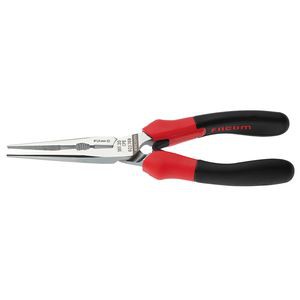 Pince à becs droits demi-ronds 75 mm -chromée, gaine ergonomique, ressort de rappel