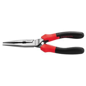 Pince à becs droits demi-ronds 75 mm - vernie, gaine ergonomique, ressort de rappel