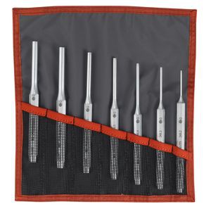 Jeu d outils à chocs - 7 chasse-goupilles longs - présentation en trousse