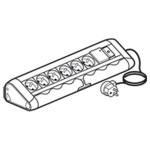 Bloc bureau - 6x2P+T + 1 inter lumineux + filtre antiparasite - avec cordon