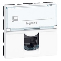Prise RJ45 Legrand Mosaic - Cat.6 STP - 9 cts - blindée métal plié - 2 mod - blanc