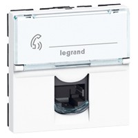 Prise RJ45 Legrand Mosaic - Cat. 6 FTP - 9 contacts - 2 mod - blanc - Legrand - 078691