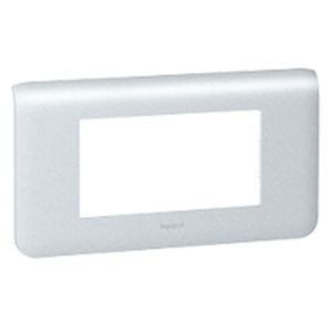 Plaque pour prise et interrupteur Legrand Mosaic - 4 mod horizontal - alu