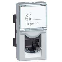 Prise RJ45 Legrand Mosaic - Cat. 6 FTP - 9 contacts - 1 mod - alu