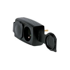 Fiche multiprise - 2P+T - 16 A - caoutchouc - 2 sorties front - noir - bouchon IP 44