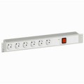 Bloc d'alimentation 19'' - 230 V~ - 6 x 2P+T + parafoudre + inter à voyant Legrand