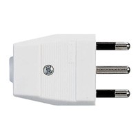 Fiche standard italien - 2P+T en ligne - 10 A - sortie droite - blanc