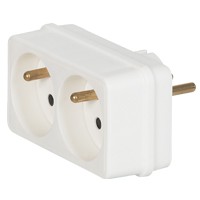 Fiche multiprise 2P+T - 16 A - 2 sorties front - plastique blanc (blist)