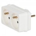Fiche multiprise 2P+T - 16 A - 2 sorties front - plastique blanc (blist)