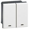 Double poussoir Legrand Mosaic - pour contrôle de l'éclairage - 2 mod - blanc