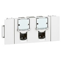 Prise double RJ45 pour goulotte clippage direct Legrand Mosaic - Cat.6 FTP - 3 mod