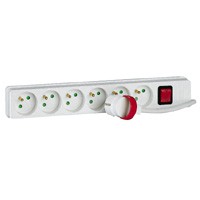 Bloc multiprise 6x2P+T - 16A/3680W - cordon 1,5 m - inter voyant - blanc (ind)