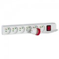 Bloc multiprise 6x2P+T - 16A/3680W - cordon 1,5 m - inter voyant - blanc (ind)