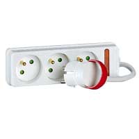 Bloc multiprise 3x2P+T - 16A/3680W - cordon 3 m - avec voyant - blanc (ind) - Legrand - 090860
