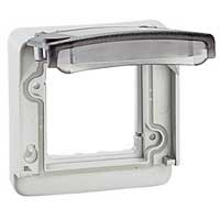 Adaptateur Plexo 55 gris/Mosaic - à volet fumé - 2 modules - Legrand - 091730