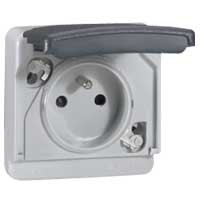 Prise de courant à volet Plexo 55 composable gris - 2P+T - 10/16 A - 250V~