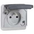 Prise de courant à volet Plexo 55 composable gris - 2P+T - 10/16 A - 250V~