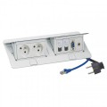 Pop up Legrand Mosaic -précâblé- 2x2P+T / 2xRJ45 / 1xHD15/ 1xjack3,5-blanc brillant