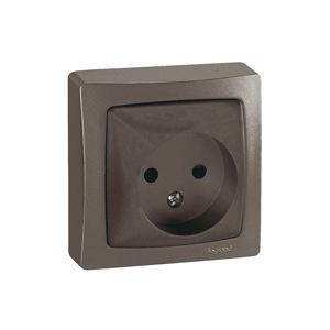 Prise 2p borne a vis saillie marron