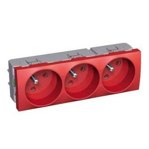 Schneider Altira Bloc Prises Courant Fixes 3 Postes - 16 A - 2P+T - Rouge à Détrompage