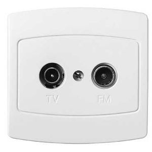 Schneider Electric Prise Tv Double, 3 Sorties Avant Tv+Fm+Sat, Vis-Griffe, Alcyon