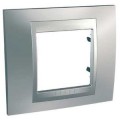 Schneider Unica Top Chrome Satiné liseré Alu plaque de finition 1 poste 2 modules