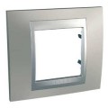 Schneider Unica Top Nickel Mat liseré Alu plaque de finition 1 poste 2 modules