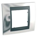 Schneider Unica Top Chrome Brillant liseré Graphite plaque de finition 1poste 2 modules