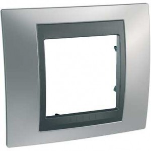 Schneider Unica Top Chrome Satiné liseré Graphite plaque de finition 1 poste 2 modules