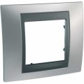 Schneider Unica Top Chrome Satiné liseré Graphite plaque de finition 1 poste 2 modules