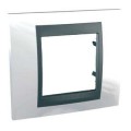 Schneider Unica Top Blanc Techno liseré Graphite plaque de finition 1 poste 2 modules