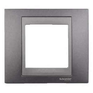 Plaque grise métal liseré graphite Schneider Unica Top 1 poste 2 modules