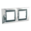 Schneider Unica Top Chrome liseré Graphite plaque de finition 2 postes 2x2 modules