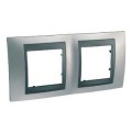 Schneider Unica Top Chrome Satiné liseré Graphite plaque de finition 2 postes 2x2 mod