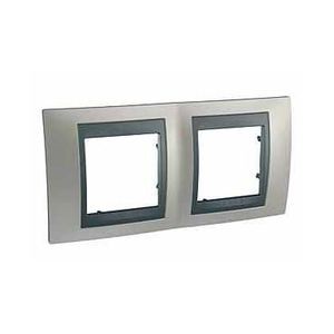 Plaque nickel mat liseré graphite Schneider Unica Top 2 postes 2x2 modules