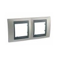 Plaque nickel mat liseré graphite Schneider Unica Top 2 postes 2x2 modules